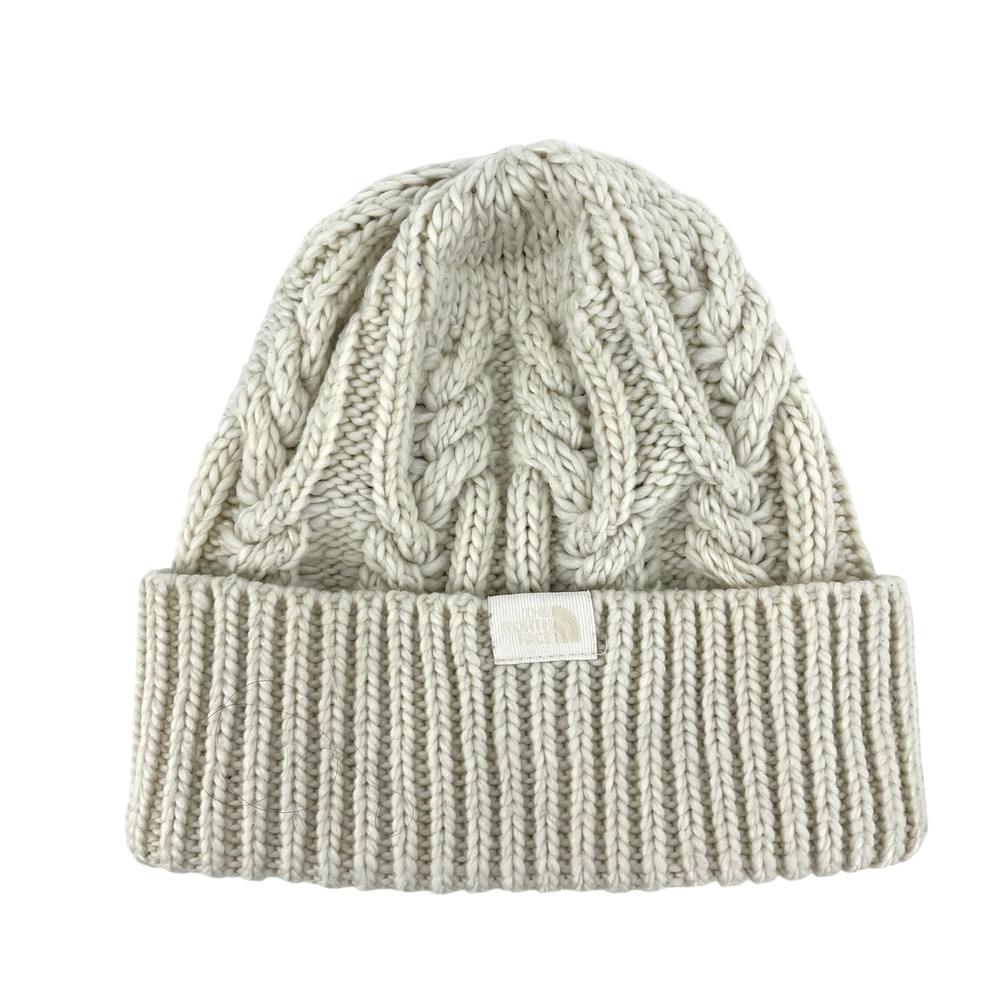 The North Face Womens Cable Knit Beanie Cream White NF0A7RI8 One Size‎ F22